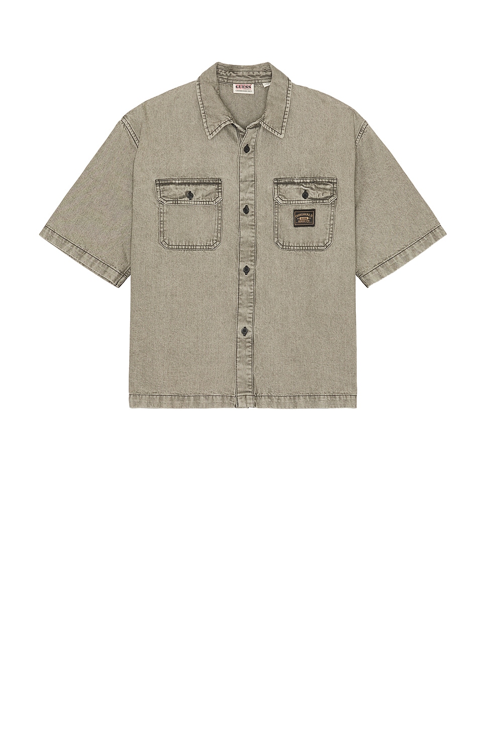 Boxy Denim Short Sleeve Shirt - Thumbnail 1