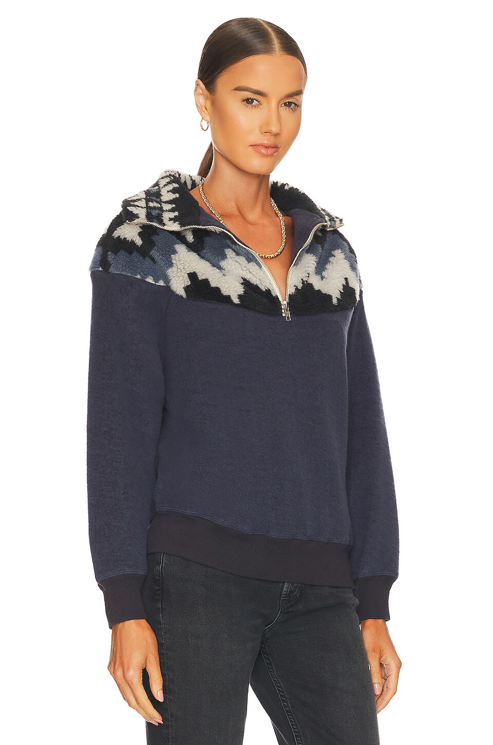 The Great Fleece Half Zip Pullover in Navy Canyon Geo