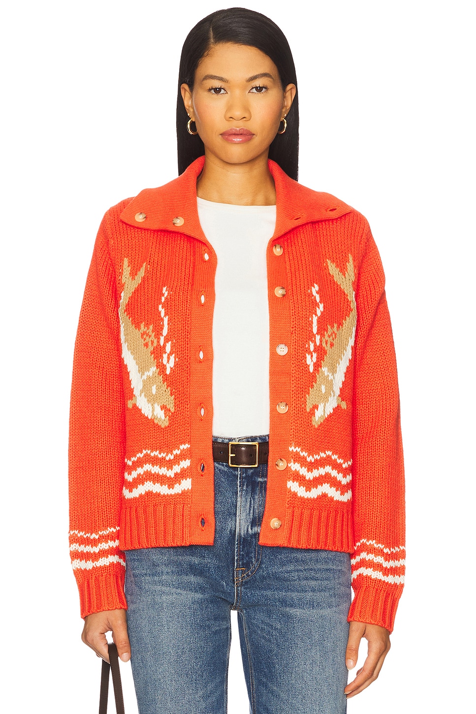 The Great Bass Cardigan in Hot Red | REVOLVE