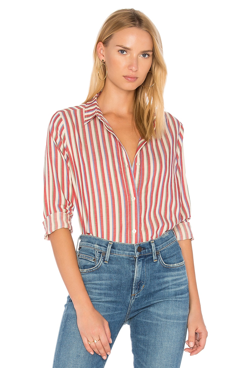 The Great The Campus Shirt in Red & White Stripe | REVOLVE