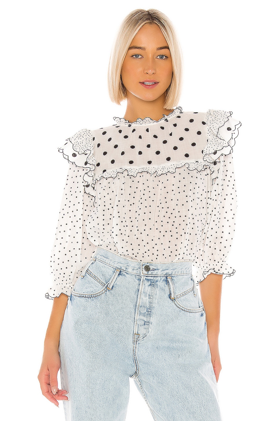 revolve polka dot top