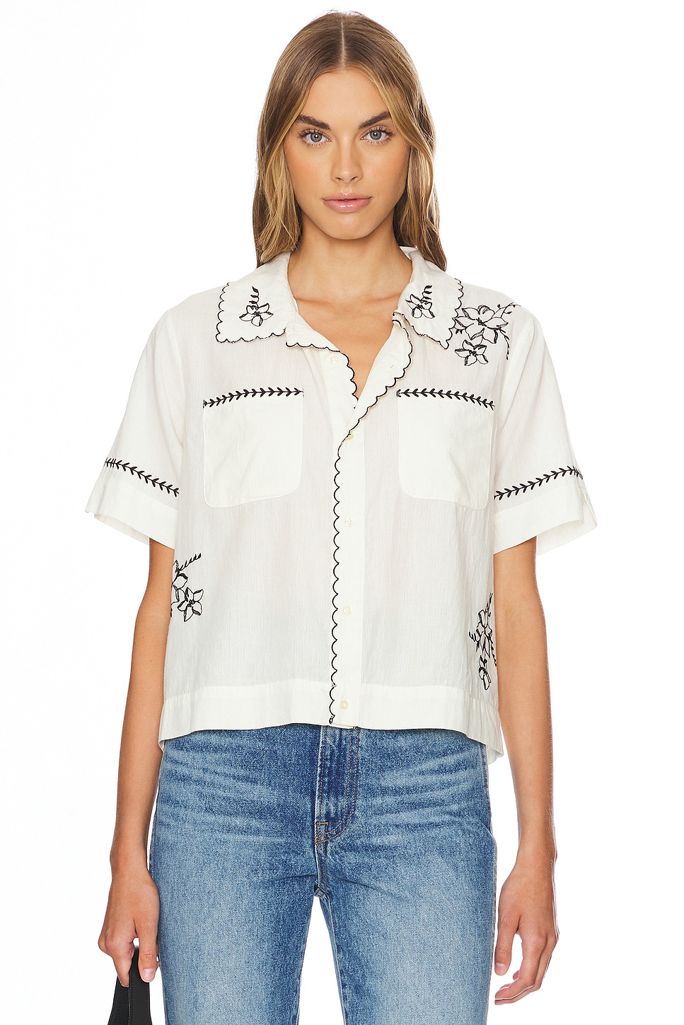 THE GREAT. The Bowling Shirt With Hanky Embroidery