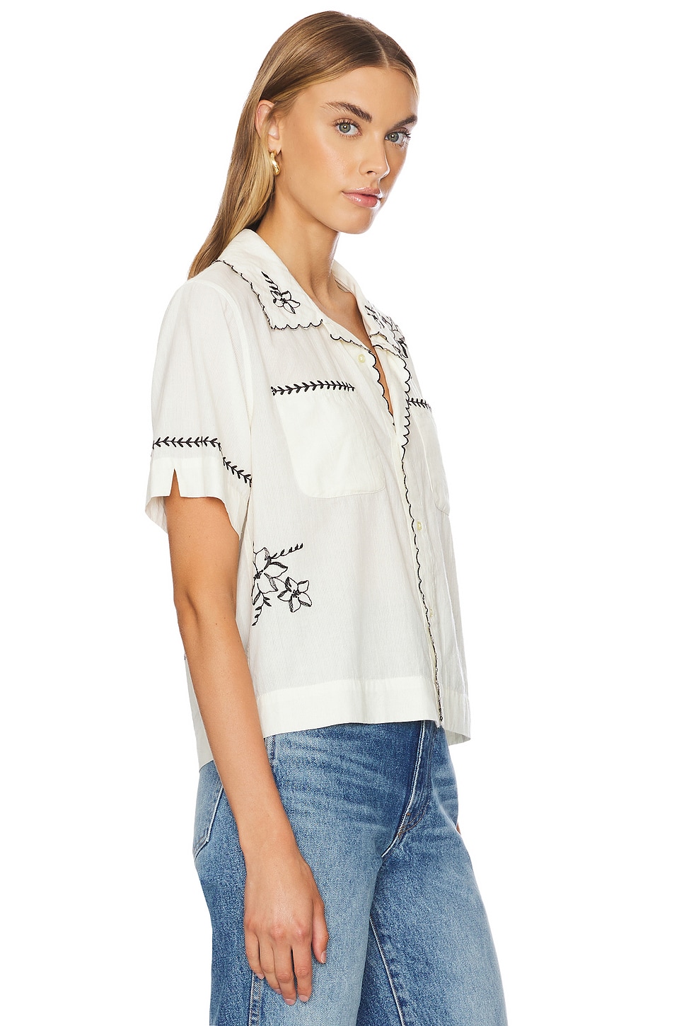 THE GREAT. The Bowling Shirt With Hanky Embroidery thumbnail