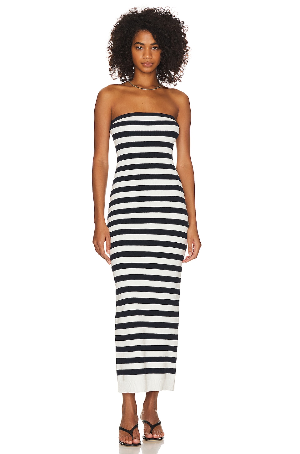 black and white striped dress