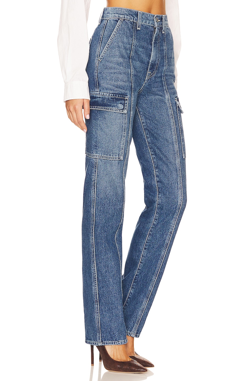 Harper High Rise Slim Cargo Jeans - Thumbnail 2