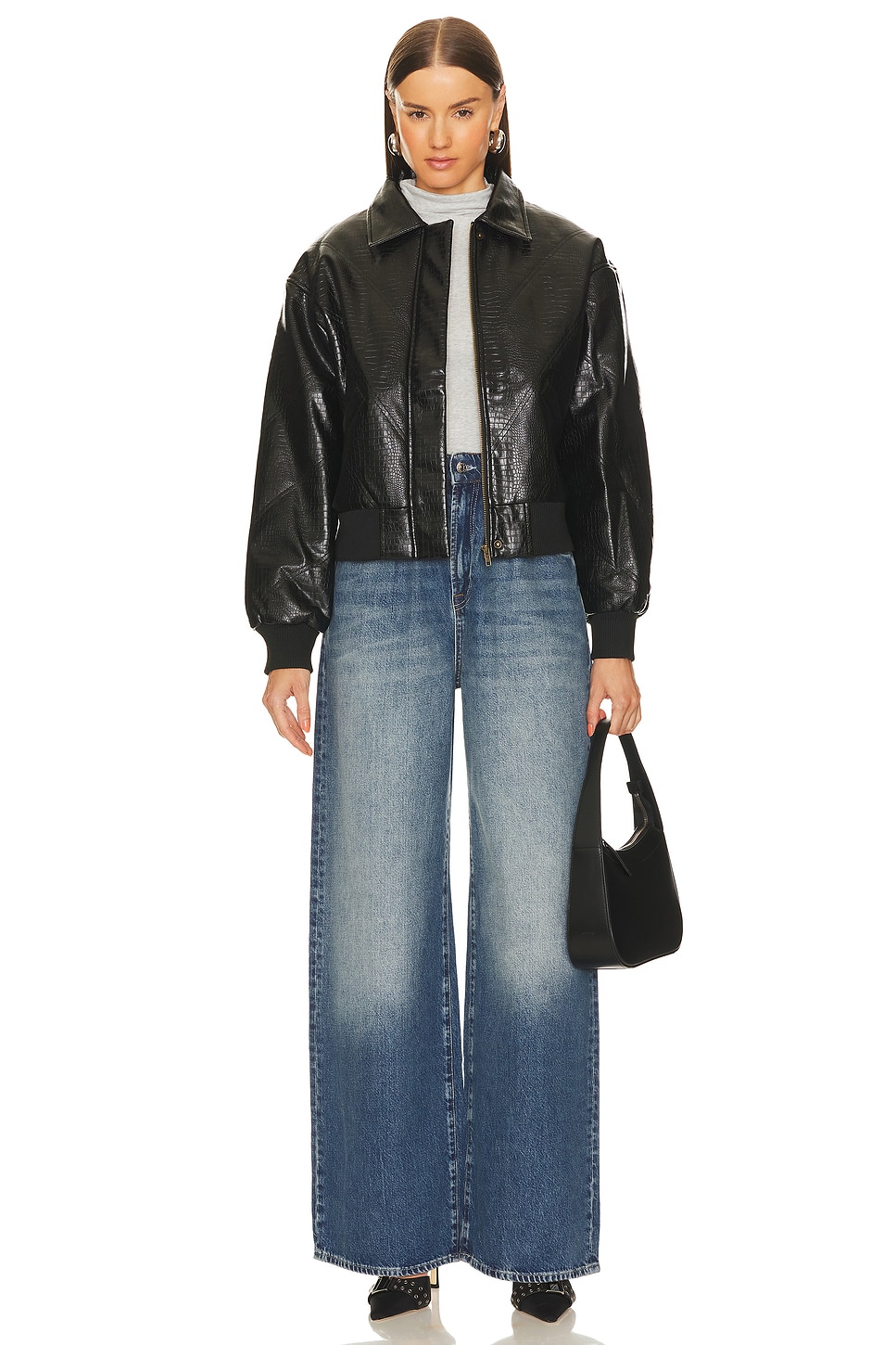 GRLFRND Chloe Super High Rise Pleated Wide Leg Jeans Plush