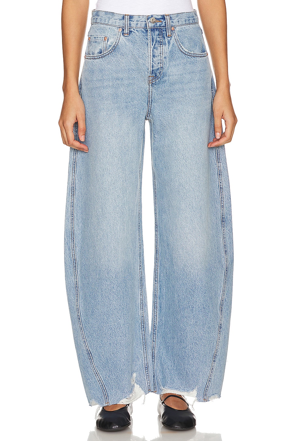 GRLFRND Paola Barrel Leg Jean in Skyline | REVOLVE