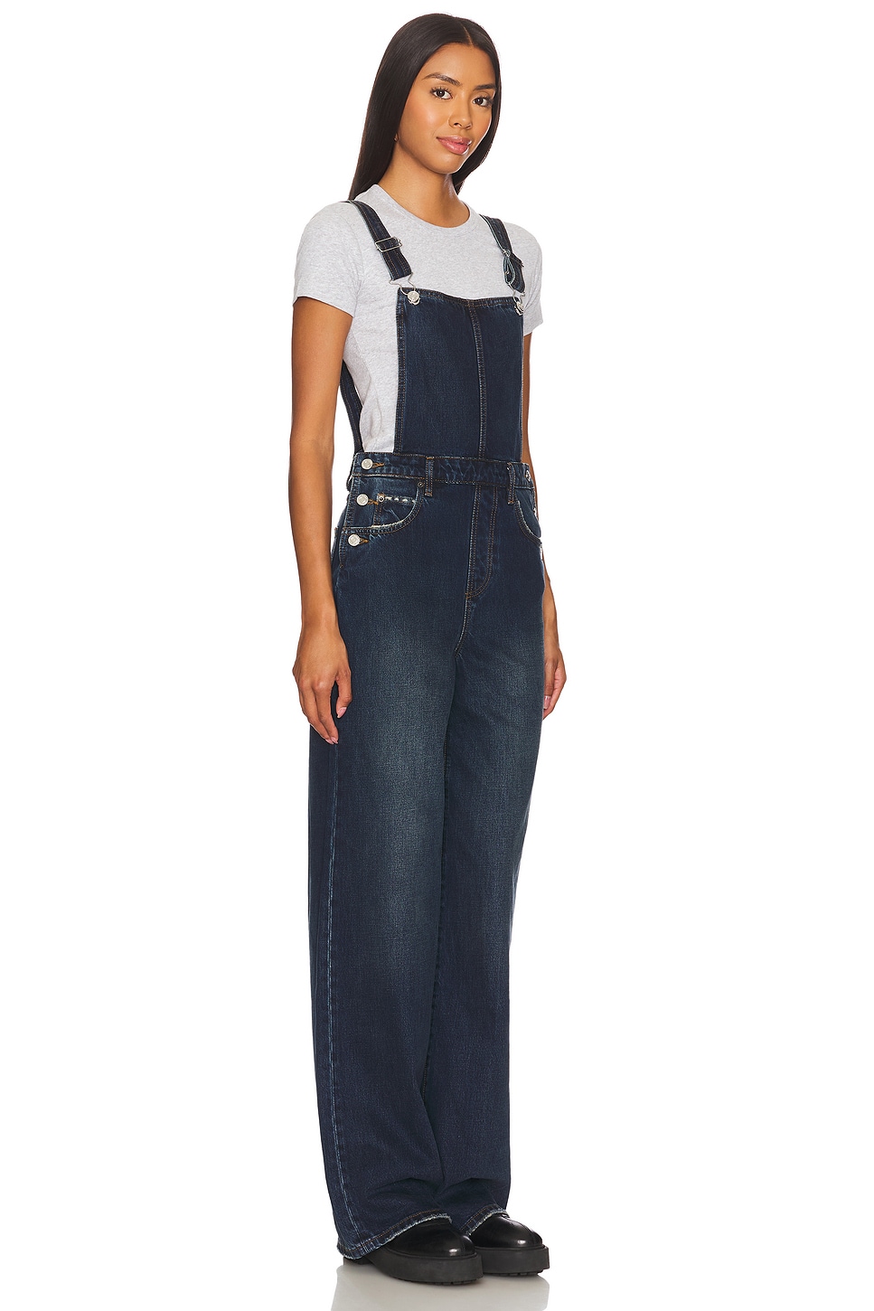 Sadie Wide Leg Overalls Jeans - Thumbnail 2