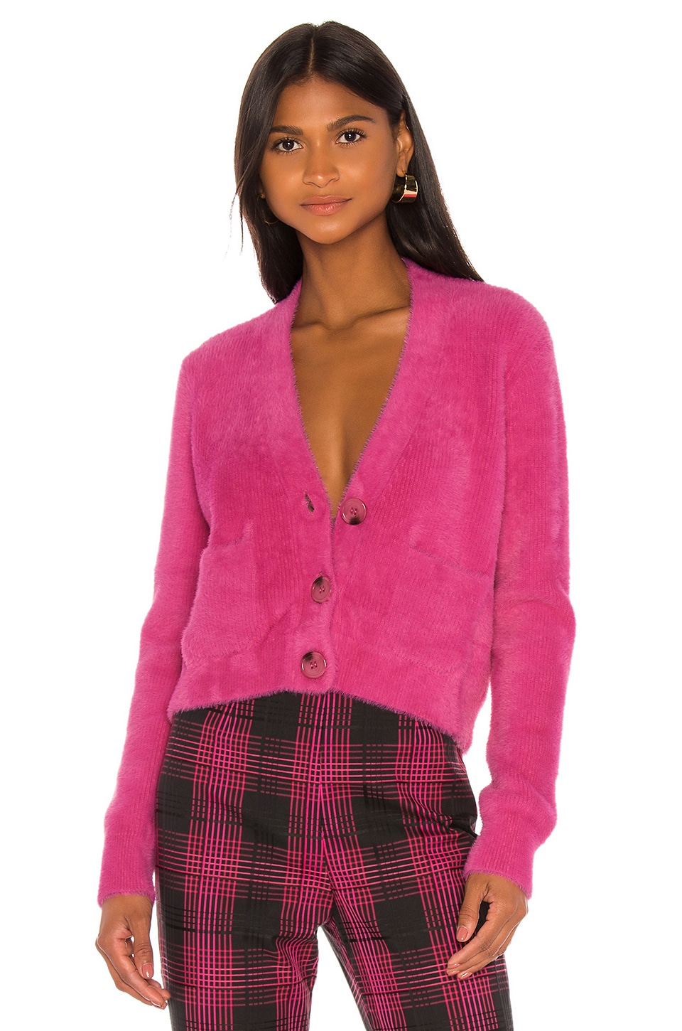 GRLFRND Gracie Cardigan in Bright Pink 