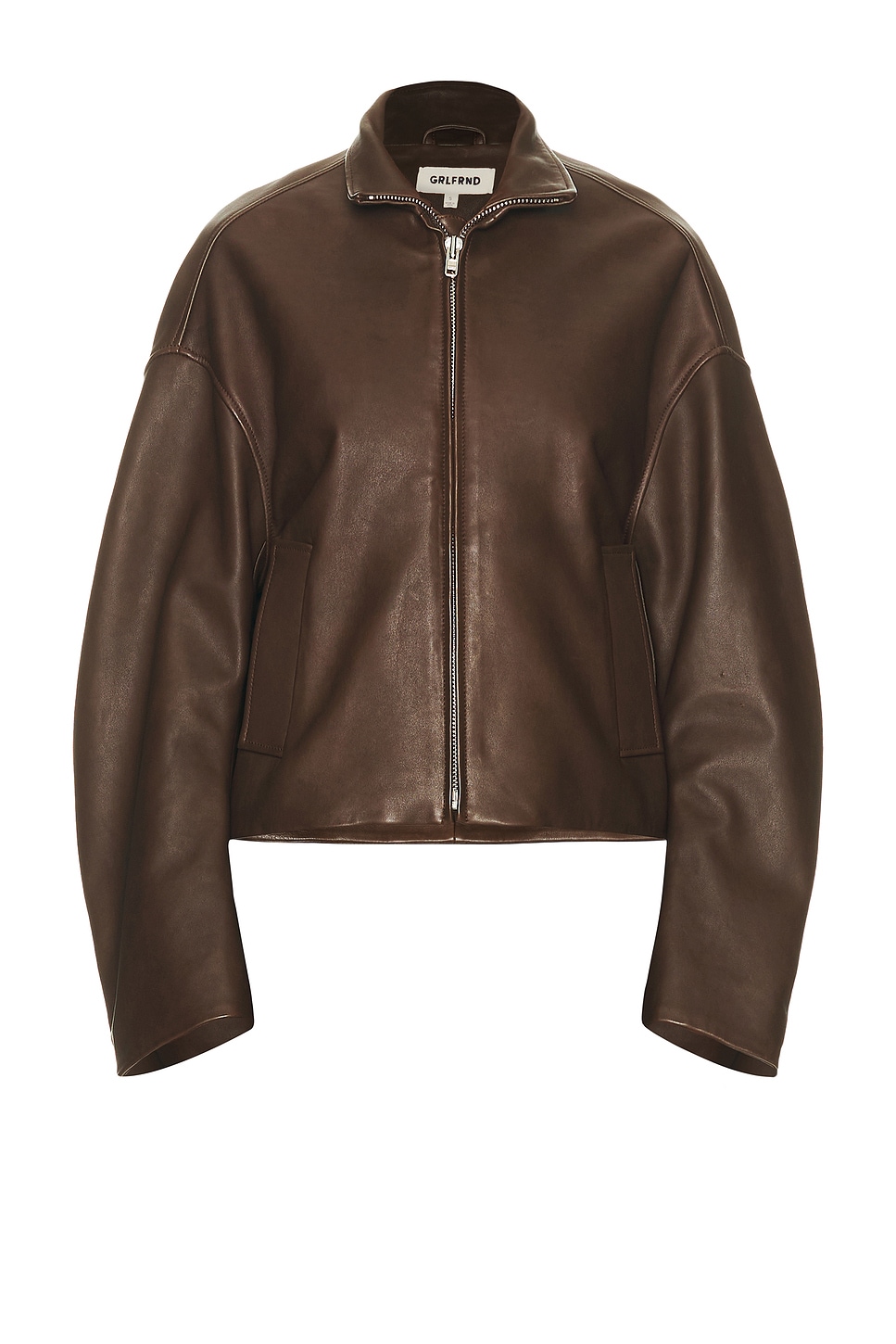 GRLFRND Romy Leather Jacket in Chocolate Brown | REVOLVE