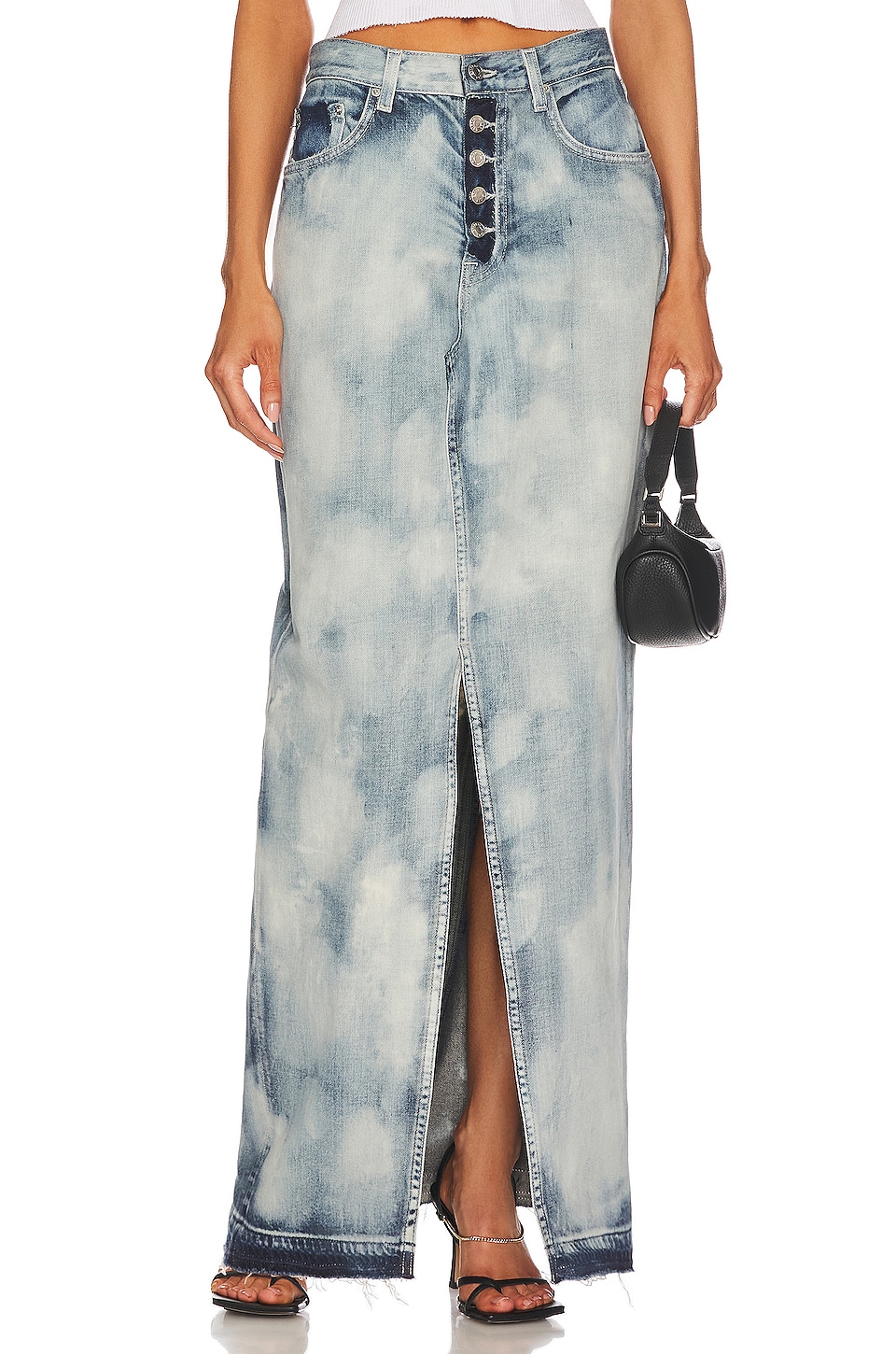 GRLFRND Bianca Reconstructed Split Hem Maxi Skirt in Marble Hill