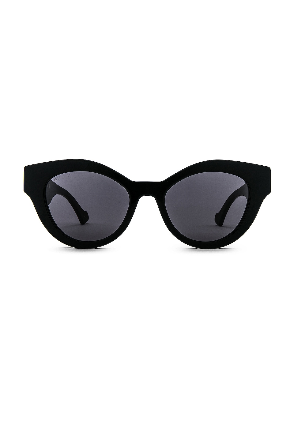 Cat-eye frame sunglasses in shiny black acetate