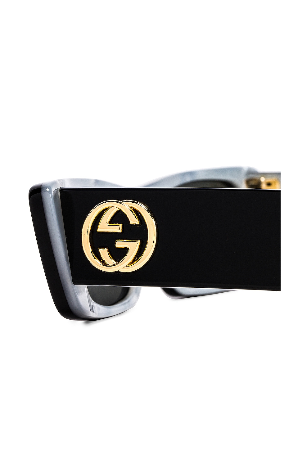 Gucci Fluo Rectangular Sunglasses in Shiny Black & Grey Solid Gucci Fluo Rectangular Sunglasses in Shiny Black & Grey  main image 2