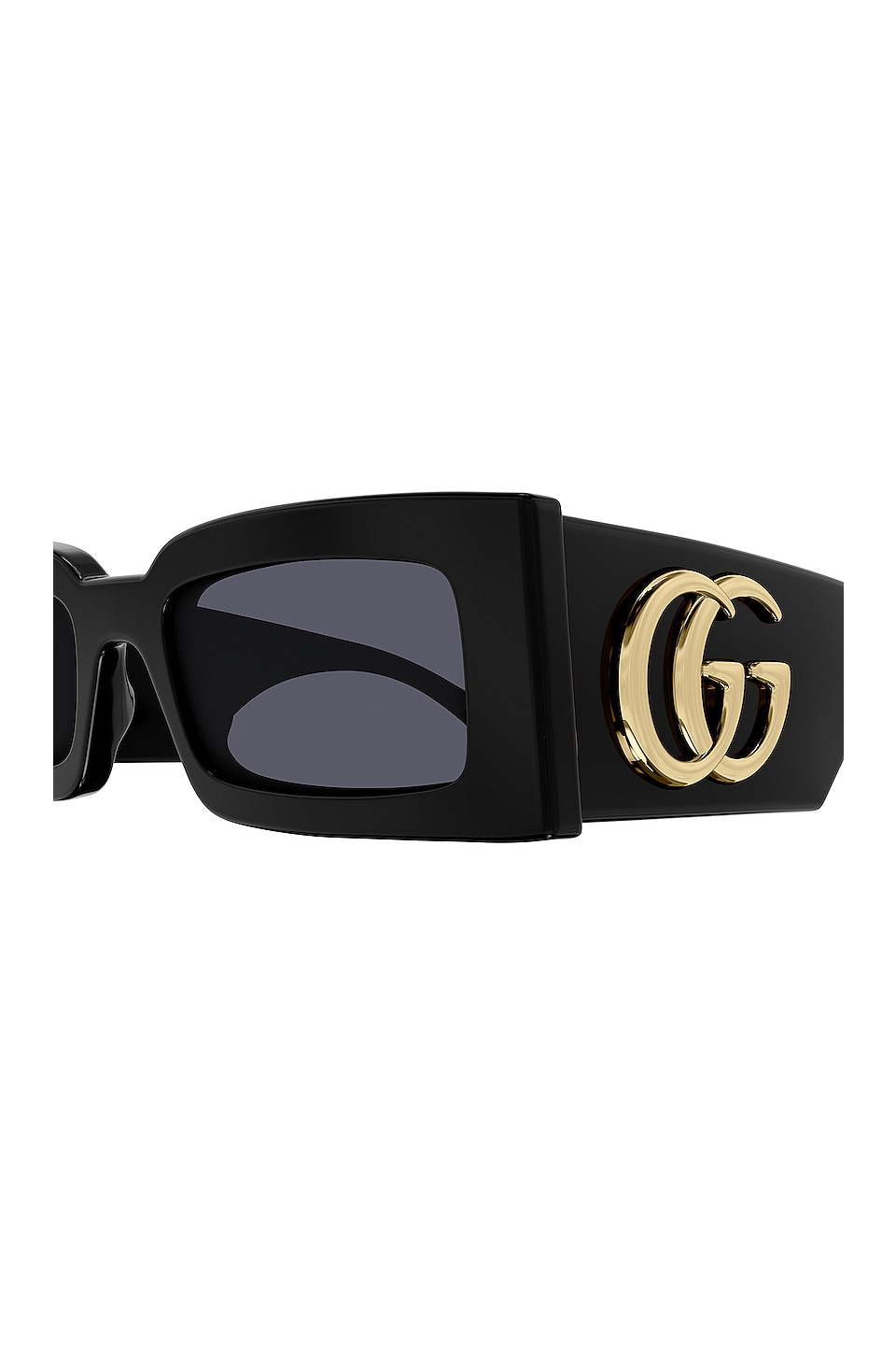Gucci Generation Rectangular Sunglasses in Shiny Solid Black