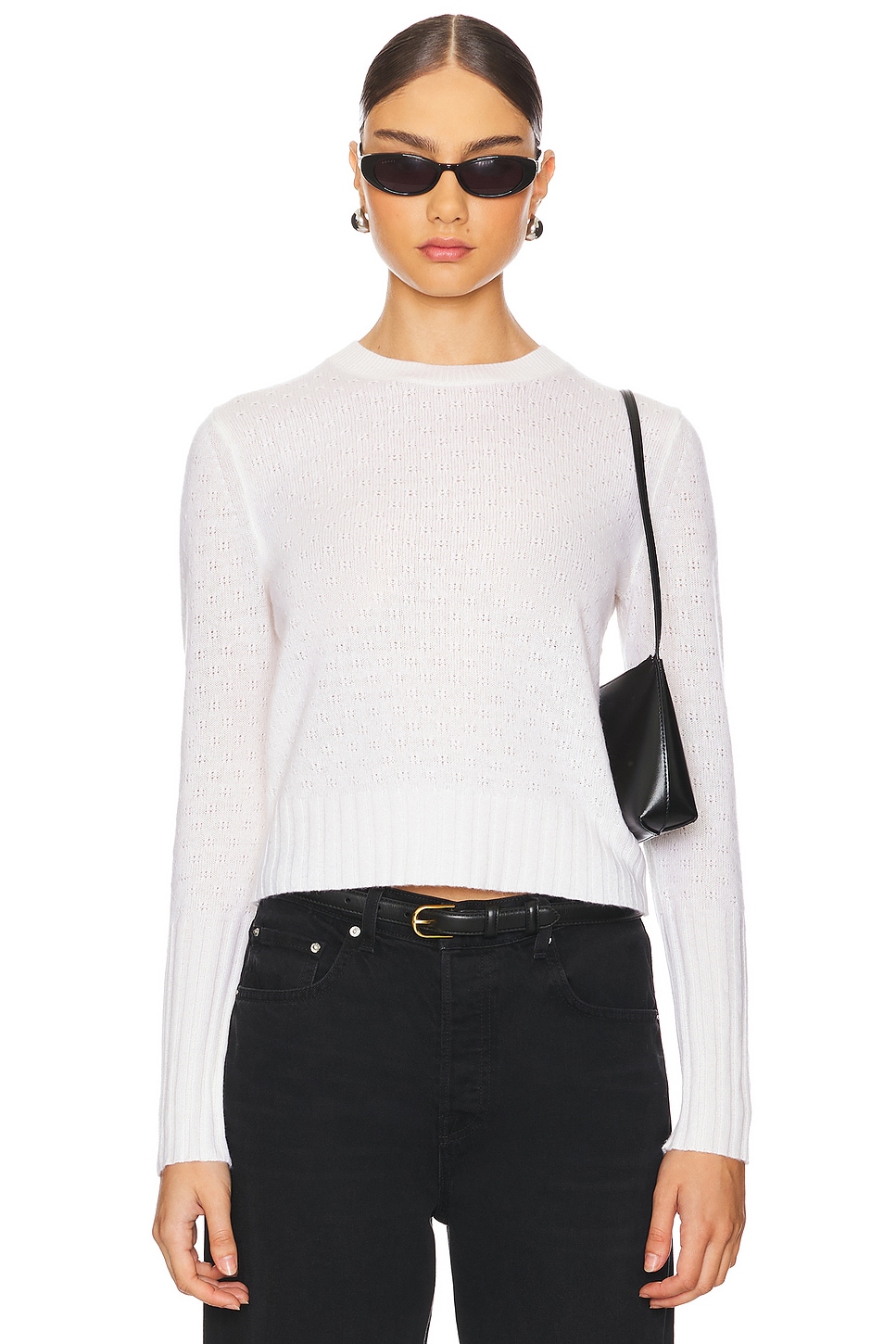 Guest In Residence Shrunken Pointelle Crew Cashmere Sweater