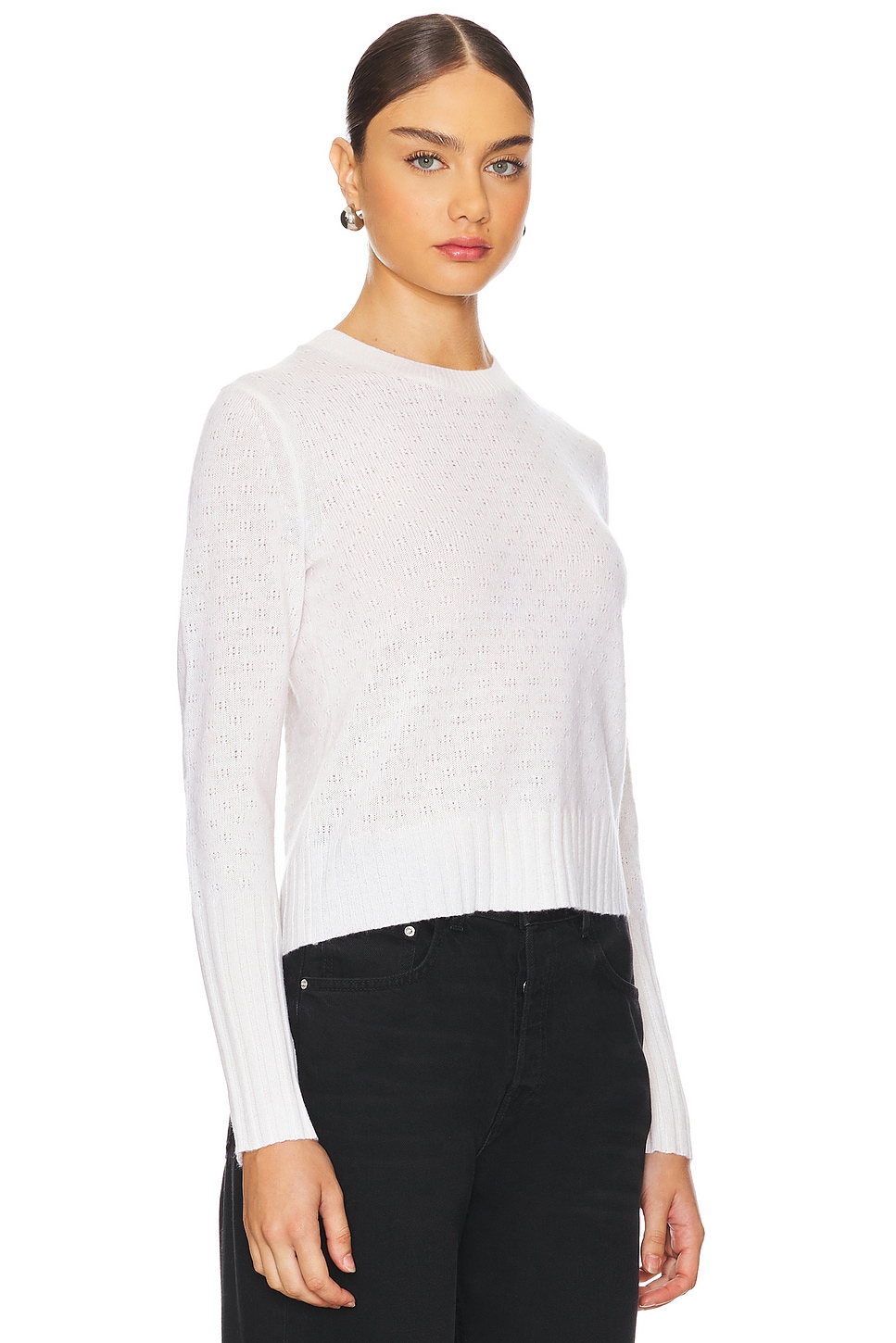 Guest In Residence Shrunken Pointelle Crew Cashmere Sweater thumbnail