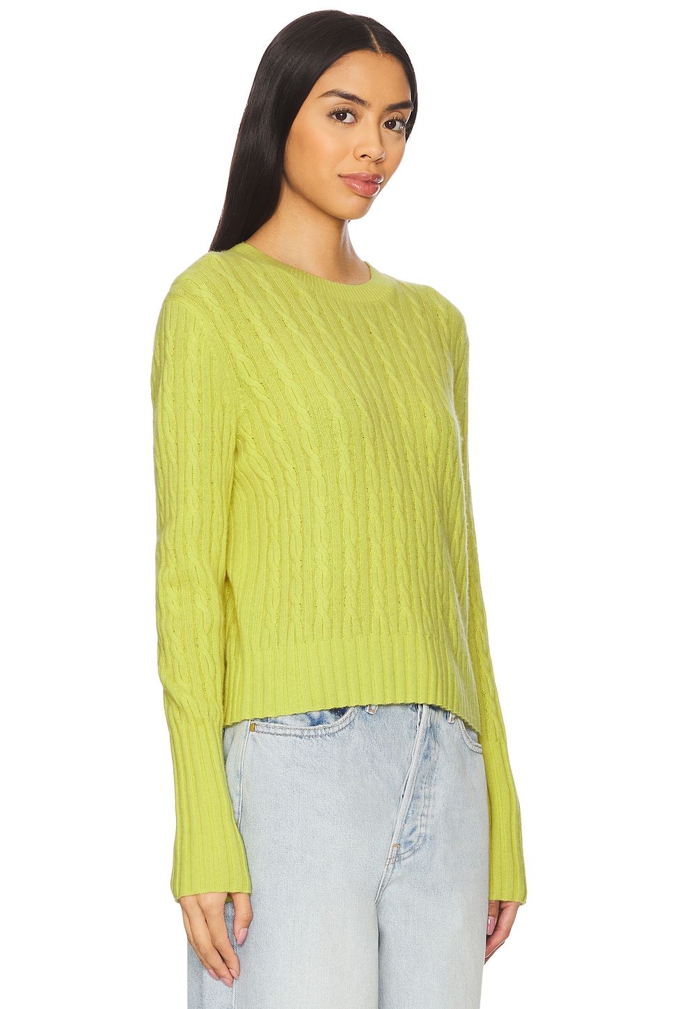 Cable Shrunken Cashmere Crew Sweater - Thumbnail 2