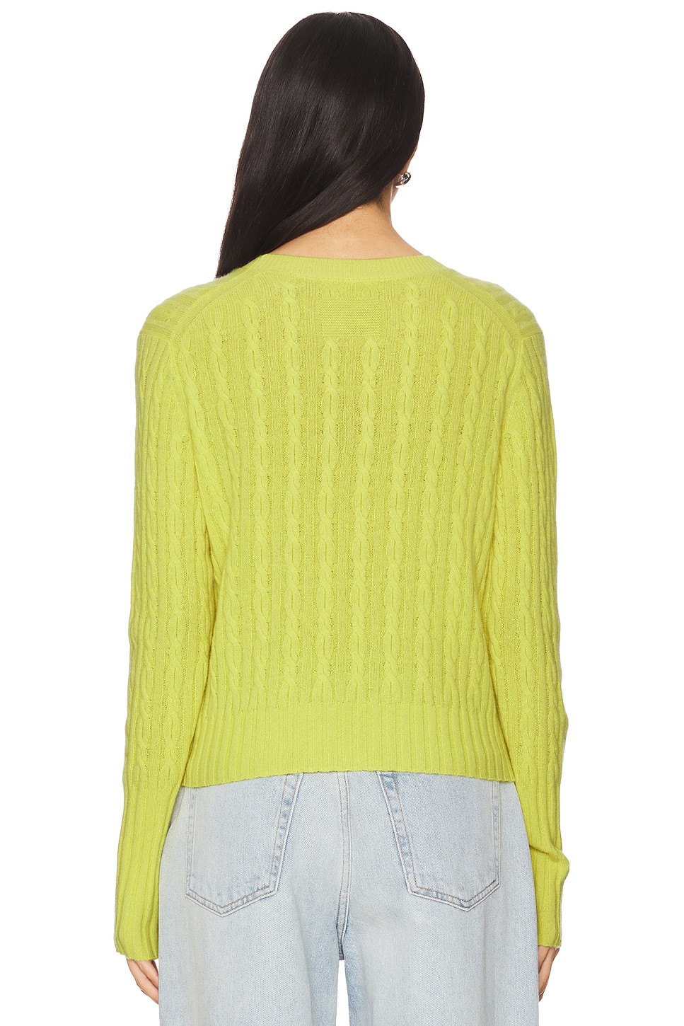 Cable Shrunken Cashmere Crew Sweater - Thumbnail 3