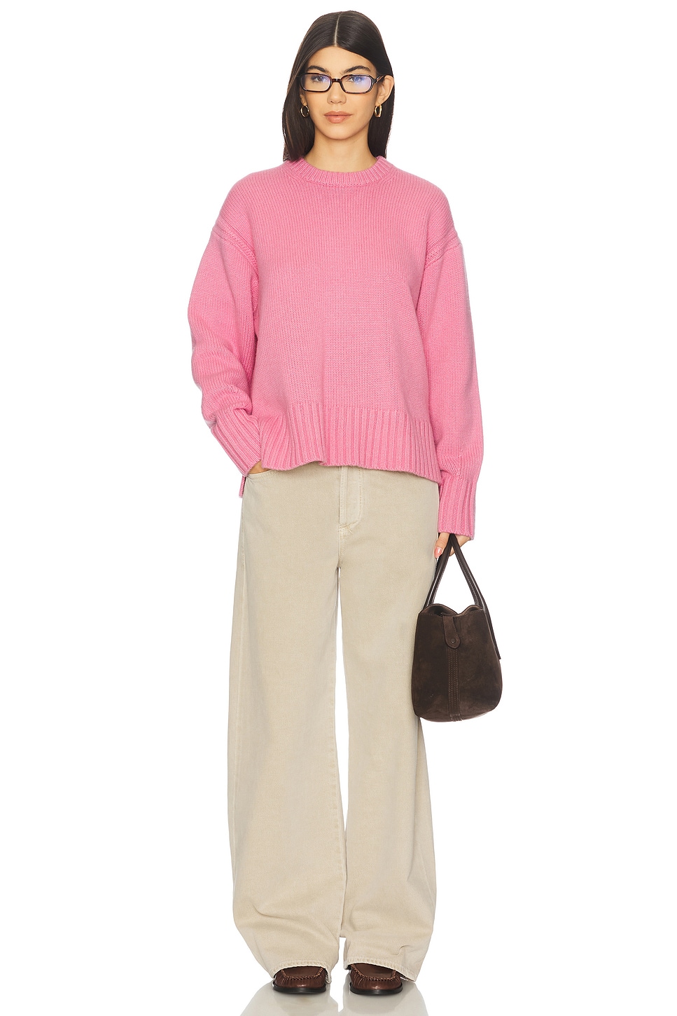 Guest In Residence Cozy Crew Sweater in Rose | REVOLVE