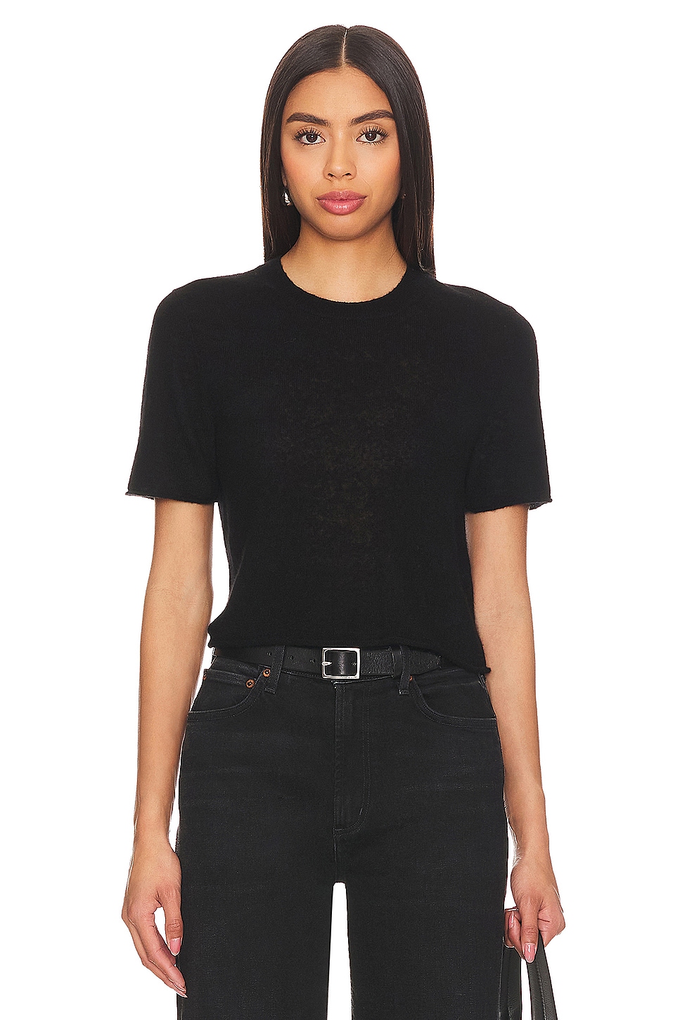 Guest In Residence Featherweight Crop Tee in Black | REVOLVE