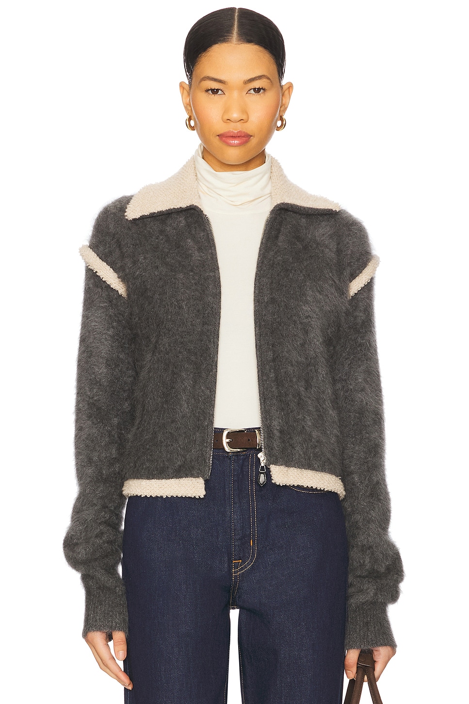 Guest In Residence Grizzly Frankie Jacket in Charcoal & Oatmeal