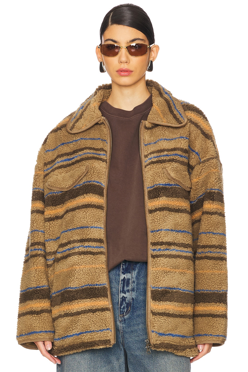 ★H2OFagerholt★ ジャケット カラー: Lead Grey H2OFagerholt Weekend Pile Jacket in Lead Grey Multistripe