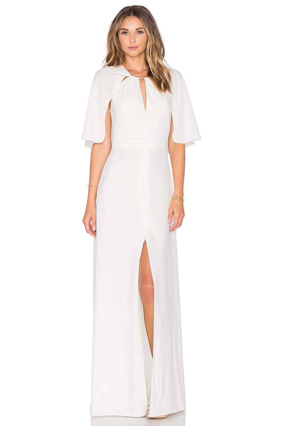 Halston Heritage Elbow Sleeve Gown in Eggshell REVOLVE