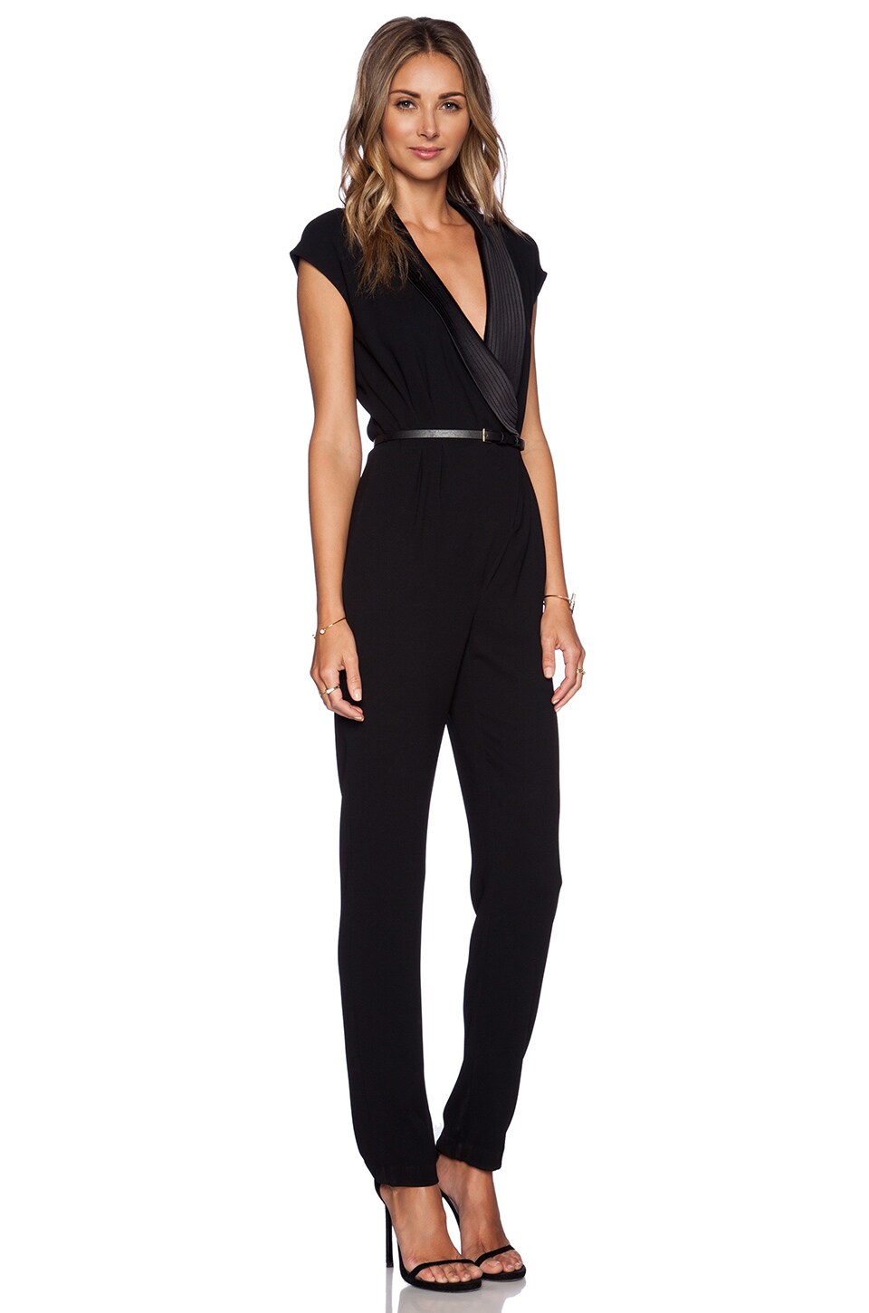 Halston Heritage Draped Jumpsuit in Black | REVOLVE