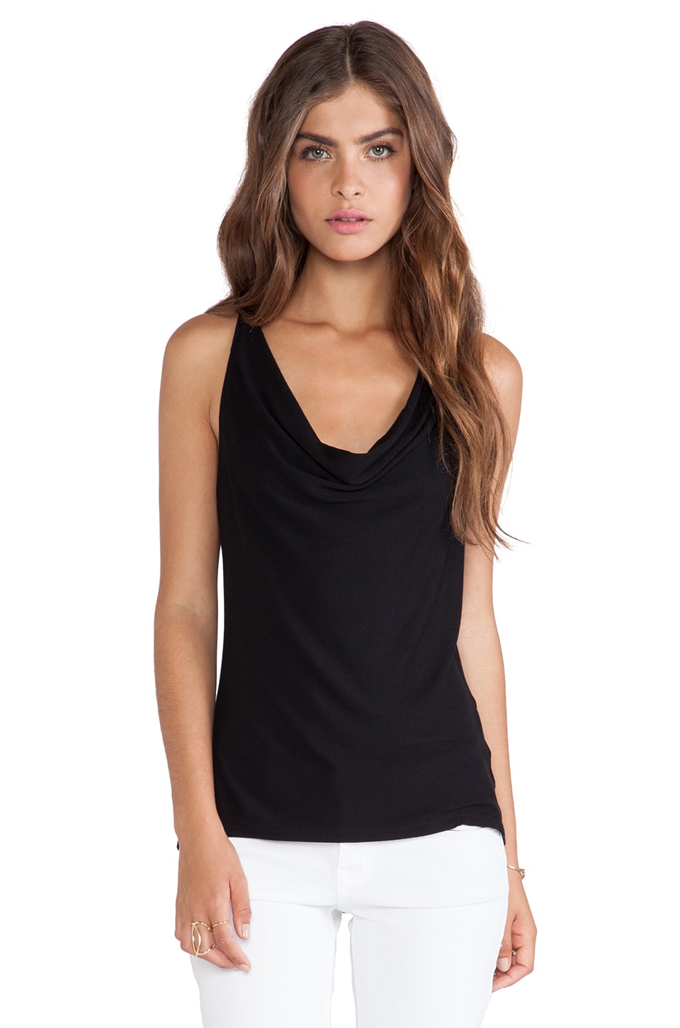 Halston Heritage Draped Back Cowl Neck Top In Black Revolve