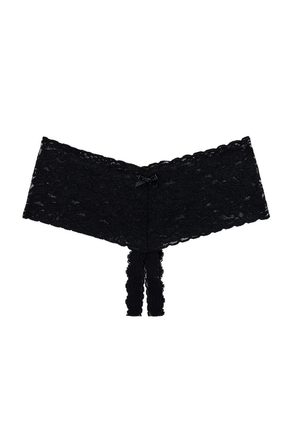 Image 1 of Open Gusset Retro Thong in Black