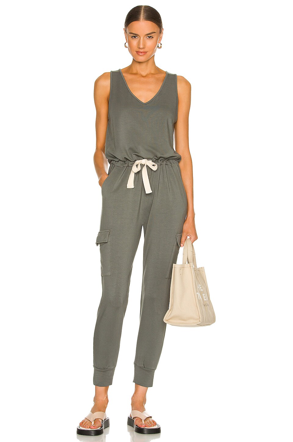 MONROW Cargo Jumpsuit in Evergreen REVOLVE