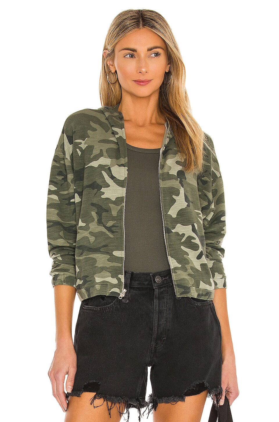 monrow camo hoodie