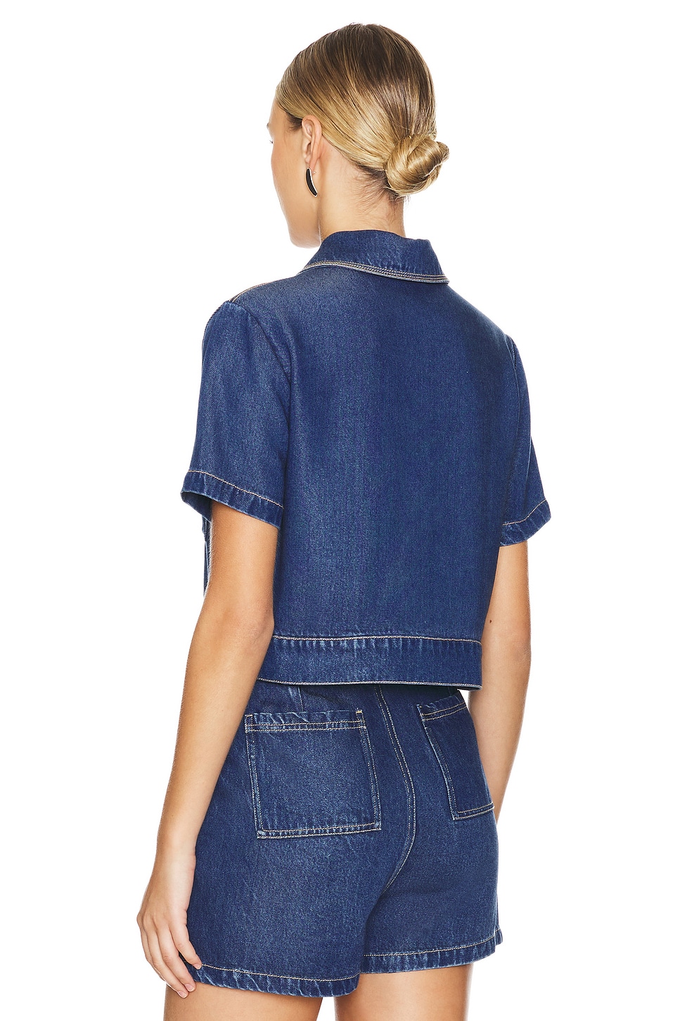 MONROW Soft Denim Shirt Sleeve Short thumbnail