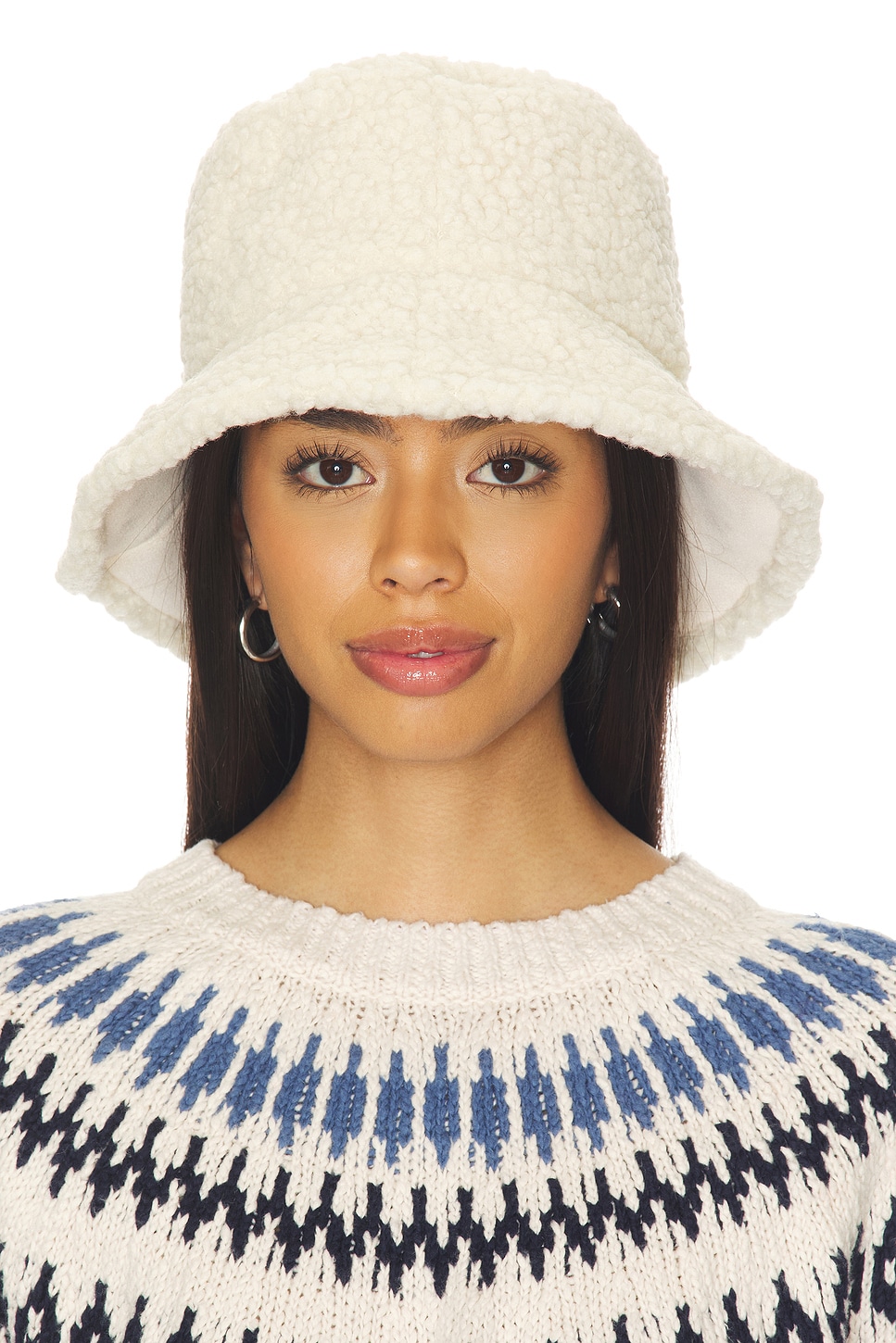 NWT Hatattack Reversible Faux Shearling Bucket Hat in Natural Hat Attack Reversible Faux Shearling Bucket Hat - Miami Hat Shop main image 3