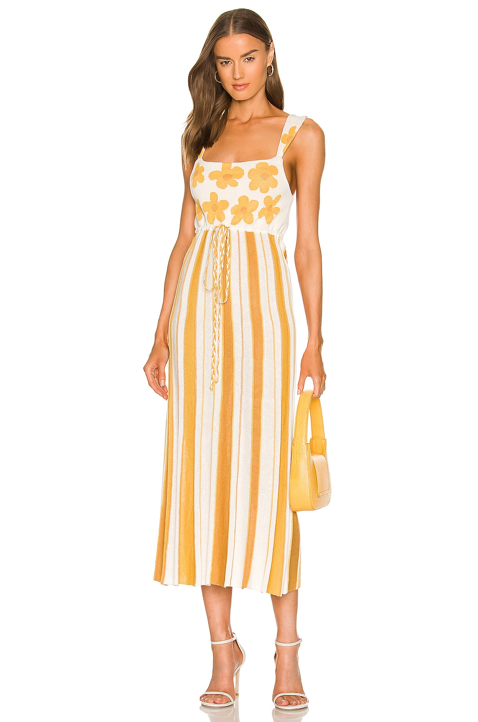 Hayley Menzies Sunray Midi Sundress in Yellow & White