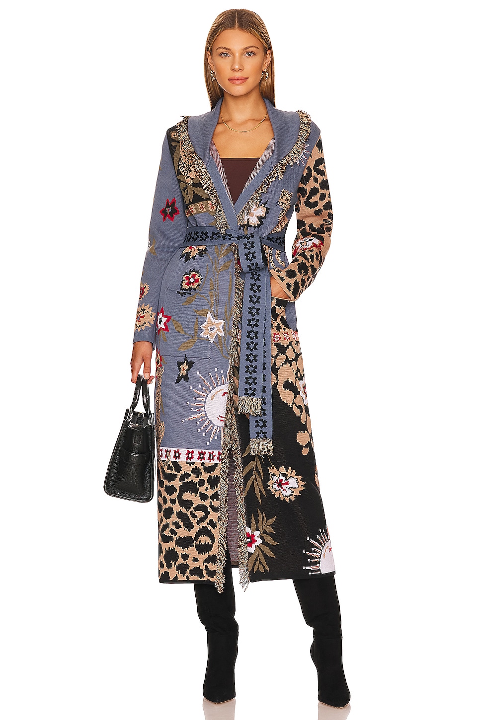 Image 1 of Enchanted Leopard Jacquard Duster in Navy & Black