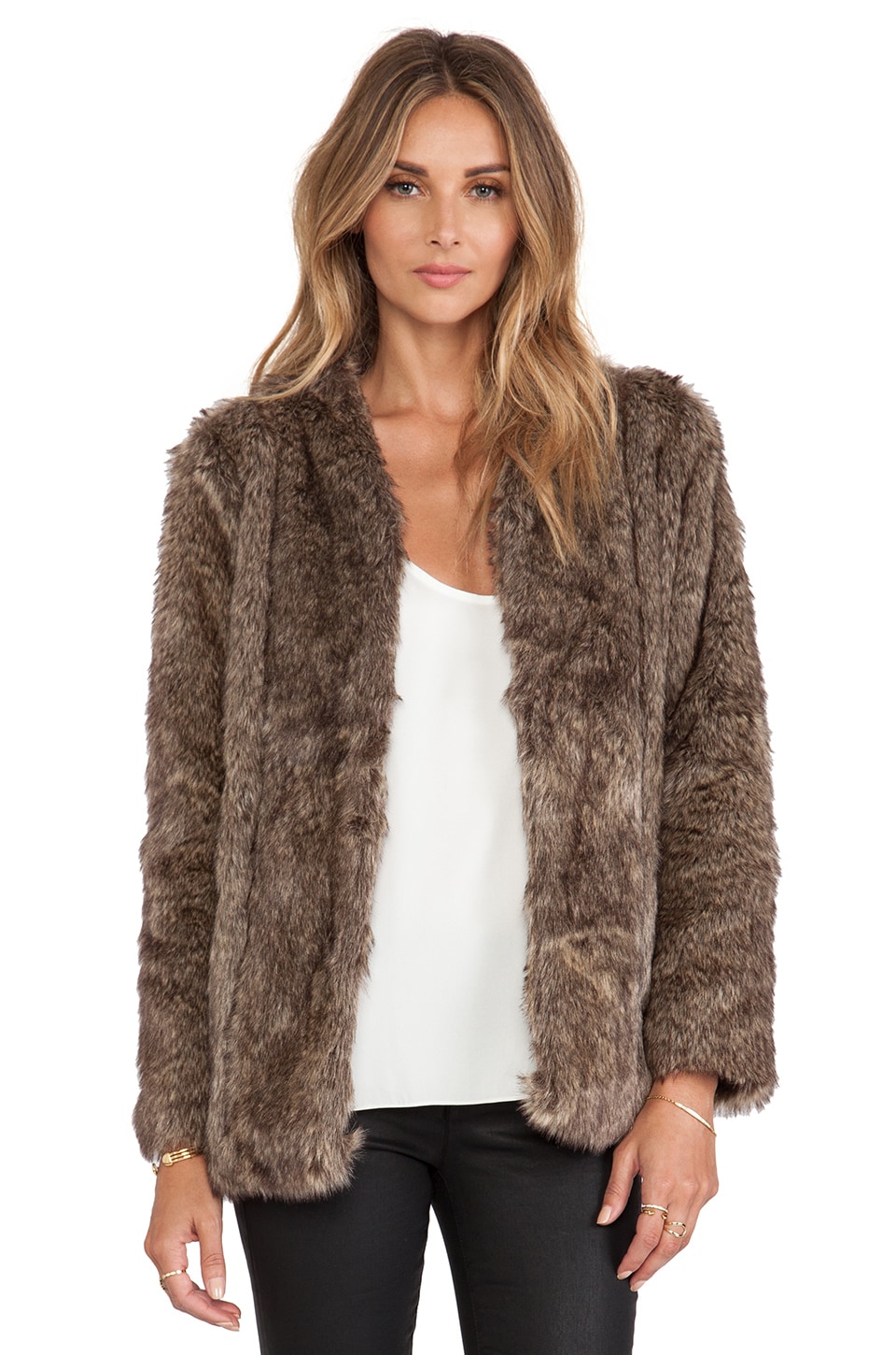HEARTLOOM Tess Faux Fur Coat in Sable | REVOLVE