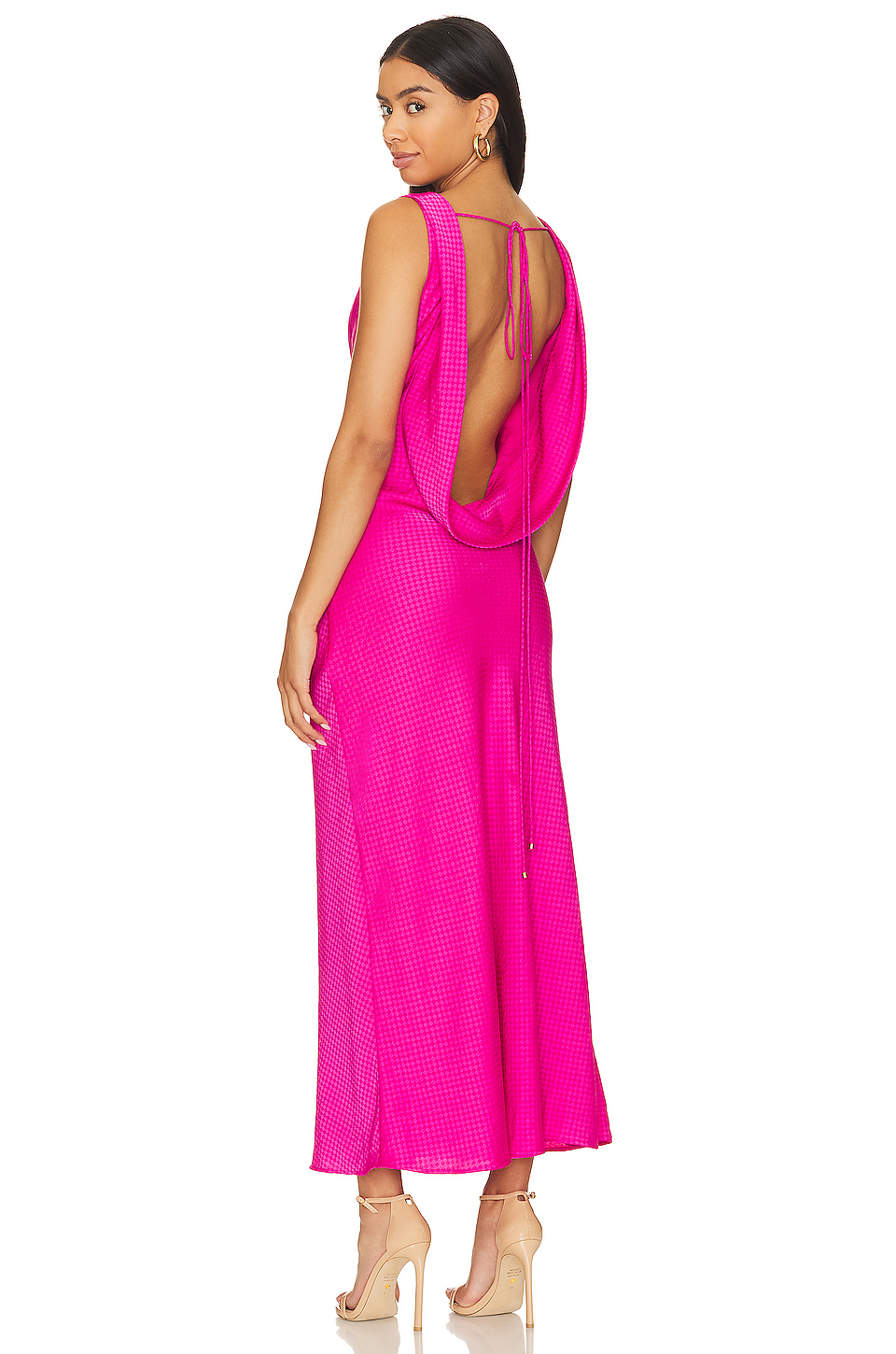 Image 1 of Jeet Backless Cowl Dress in Fuchsia