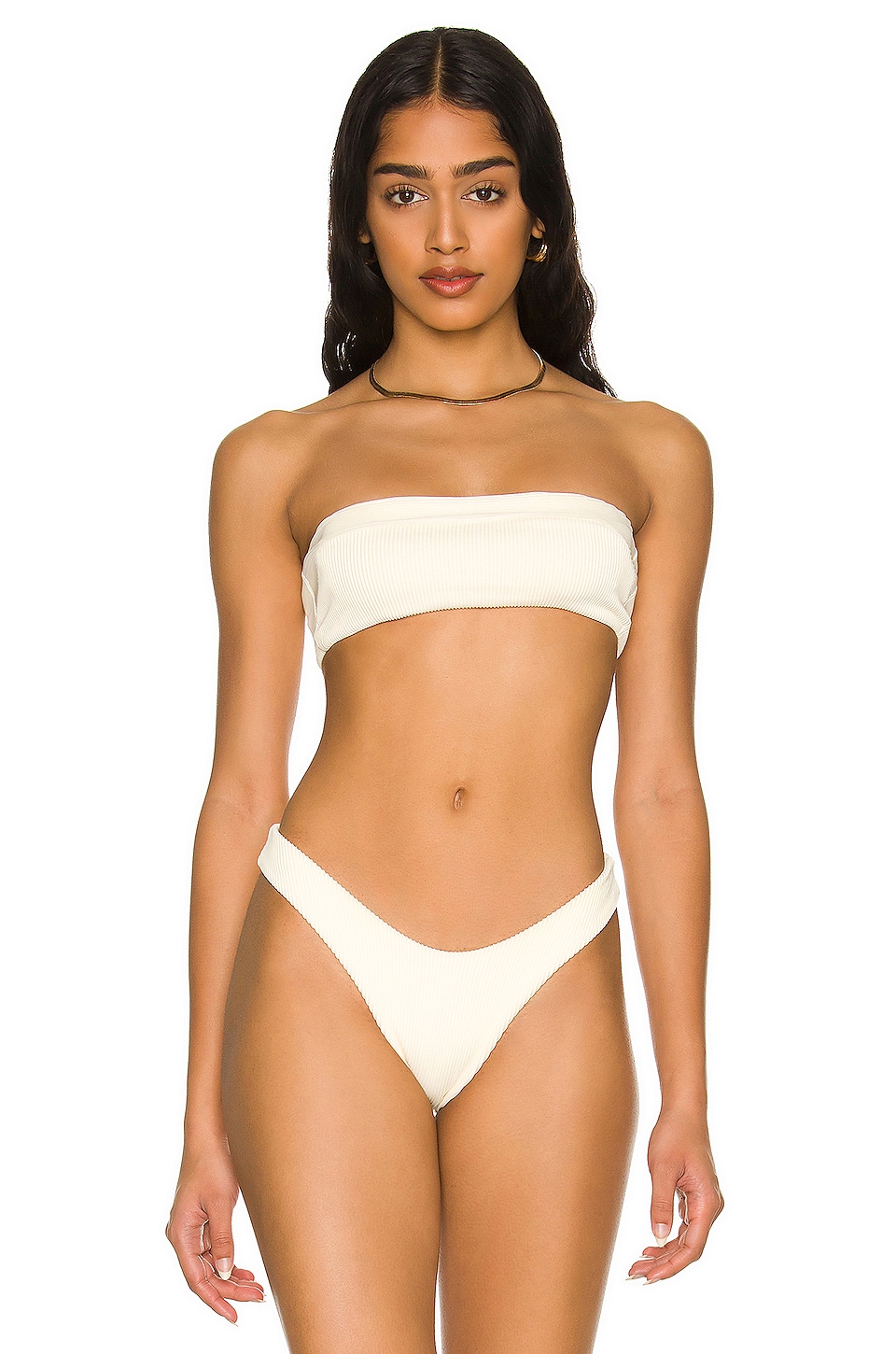 HAIGHT. Ribbed Straight Gabi Bikini Top in White Clay REVOLVE