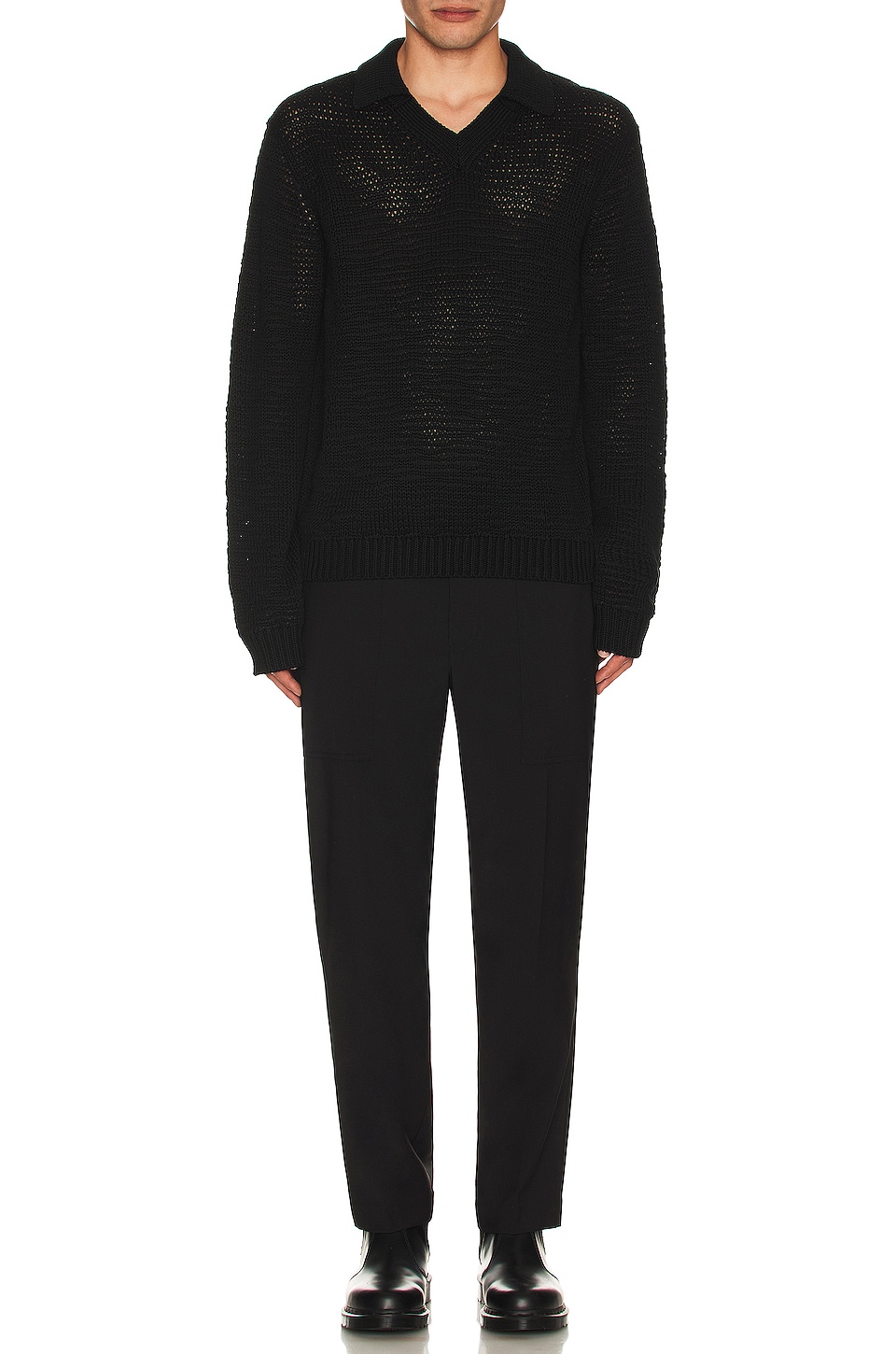 Helmut Lang Zach V Neck Sweater in Black | REVOLVE