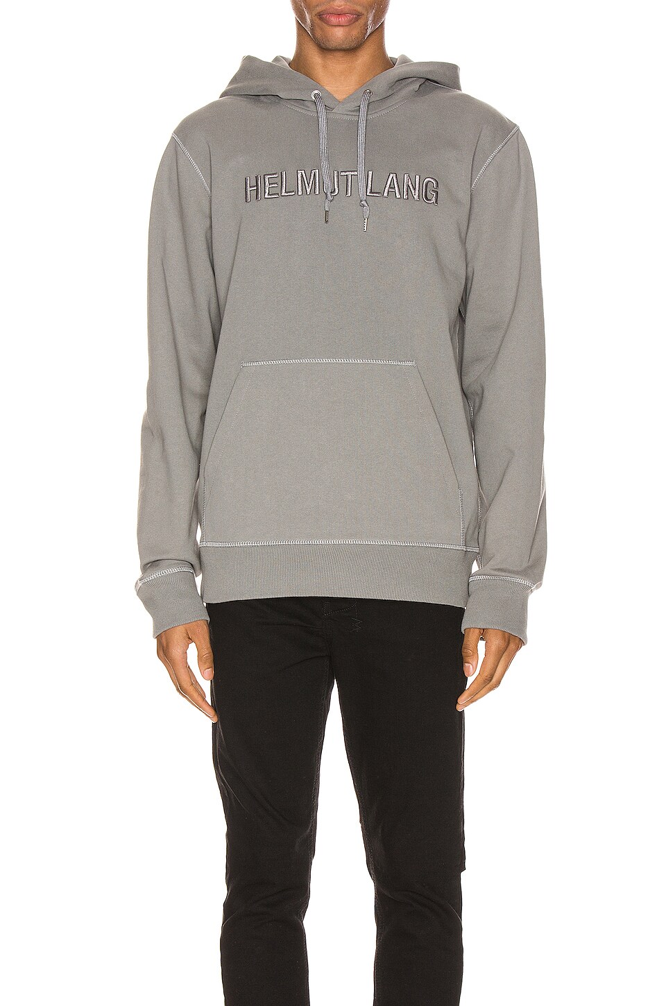 Helmut Lang Raised Embroidery Standard Hoodie In Pebble Revolve