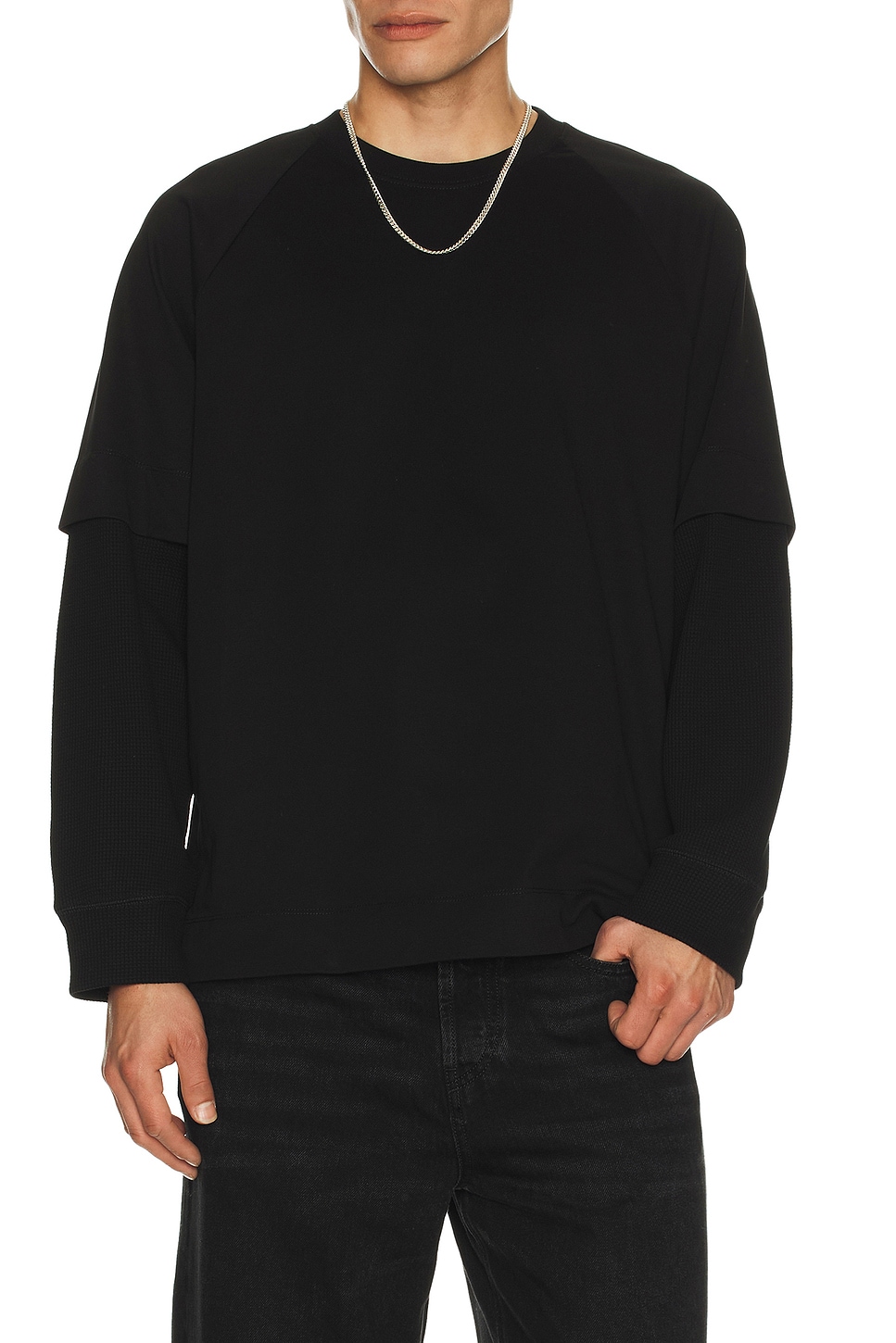 HELMUT LANG 長袖カットソー black Helmut Lang Double Layer Waffle T-Shirt in Black | REVOLVE