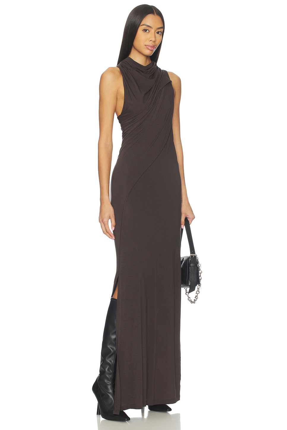 Helmut Lang Sleeveless Wind Maxi Dress in Dark Roast | REVOLVE