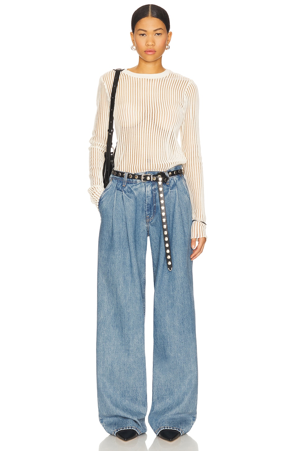 Helmut Lang Double Pleated Wide Leg Jeans thumbnail