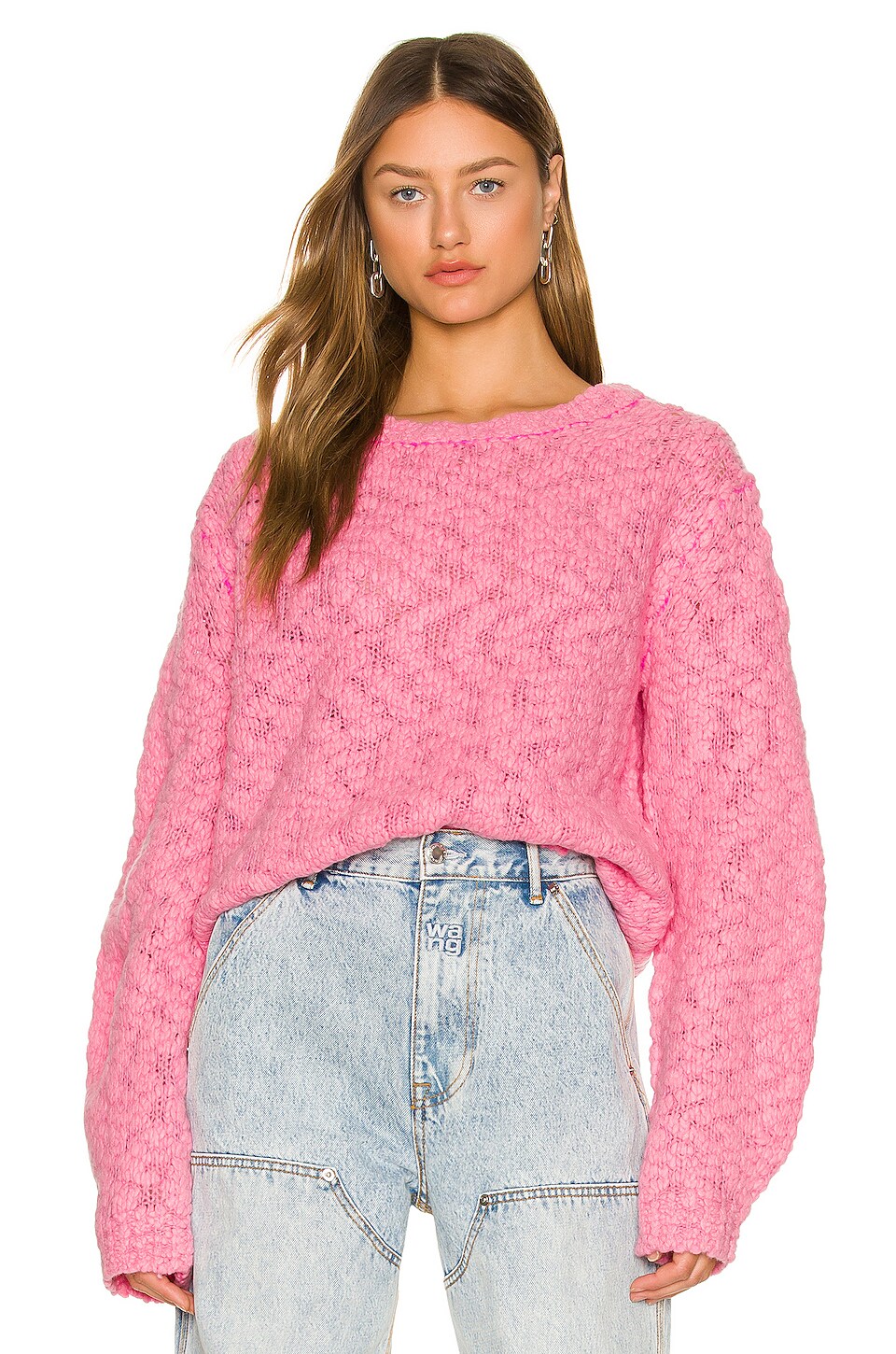 Helmut Lang Cropped Pullover in Bright Pink | REVOLVE