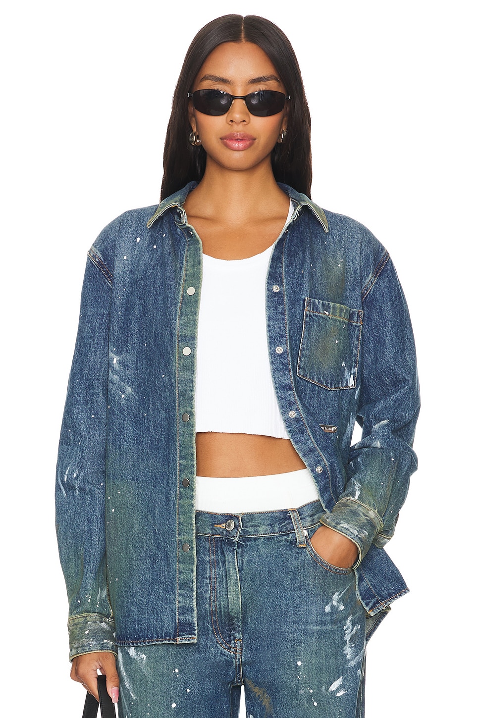 ジャケット・アウター Helmut lang shirt bottom jacket Helmut Lang Shirt Jacket in Mid Indigo Painter | REVOLVE