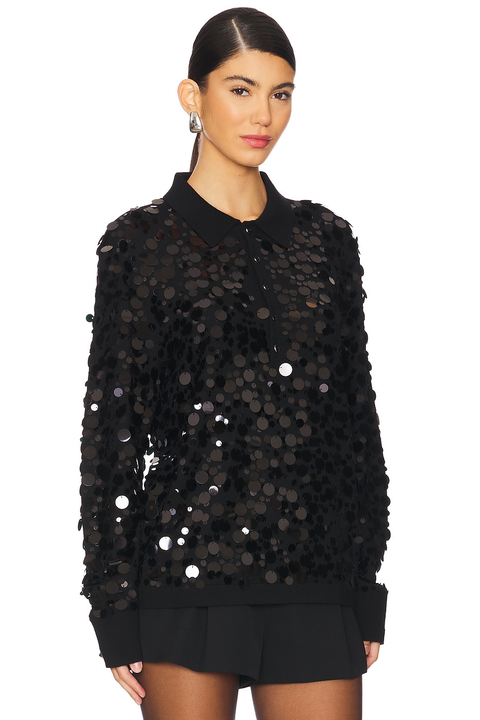 Helmut Lang Paillette Polo Top thumbnail