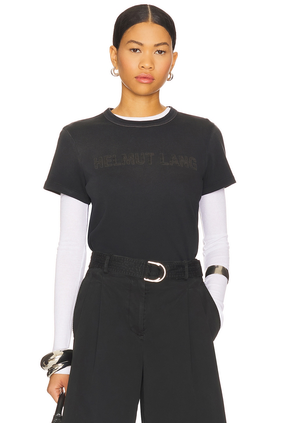 Helmut Lang Logo Slim Tee in Black | REVOLVE