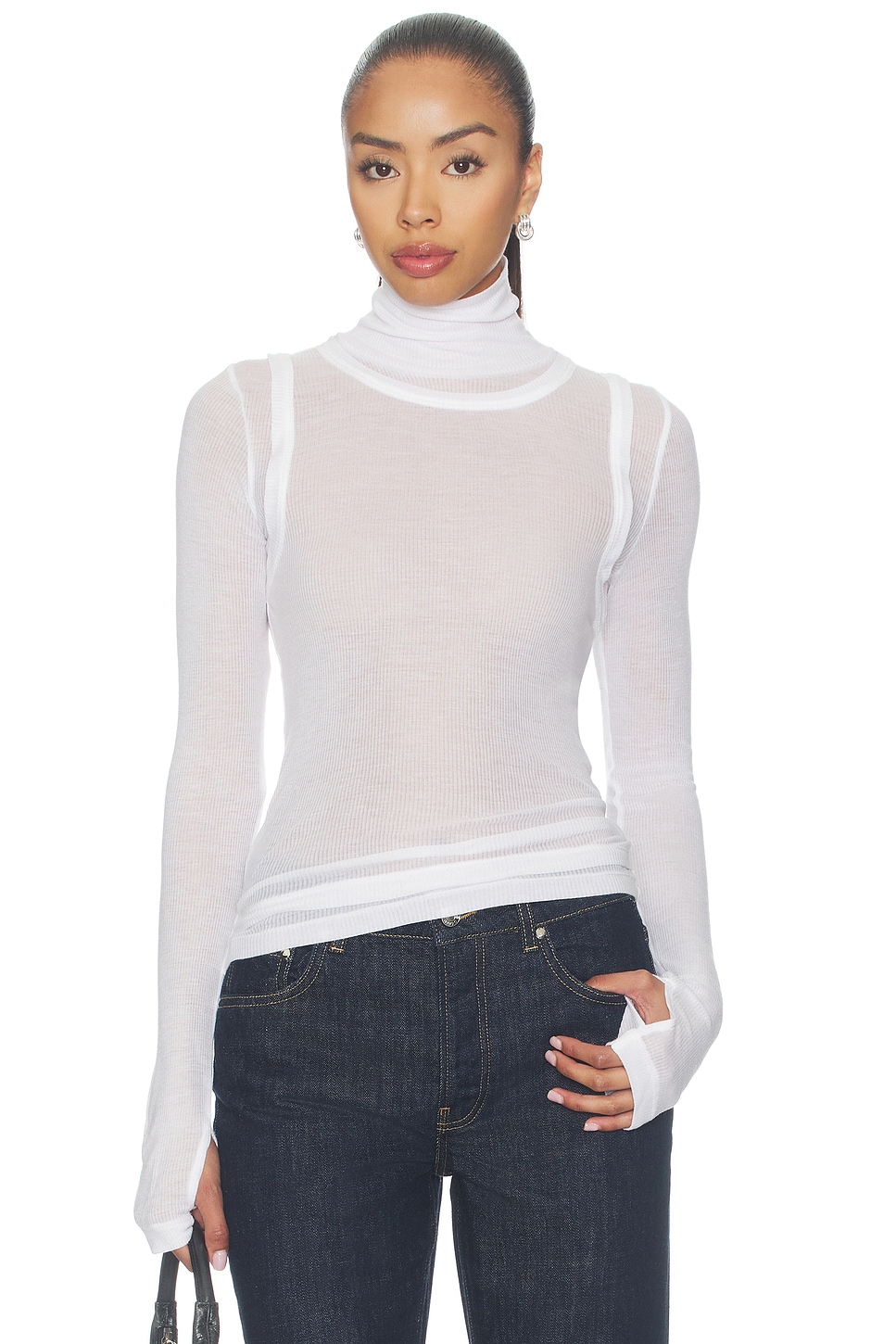 Layer Long Sleeve Neck Sheer