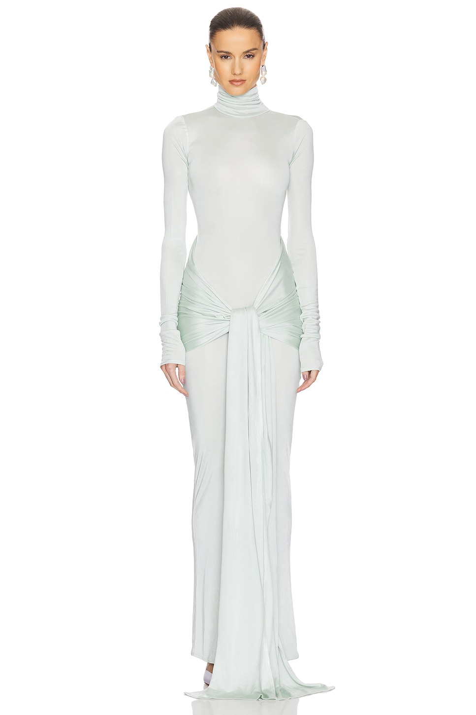 Slinky Jersey Sarong Maxi Dress